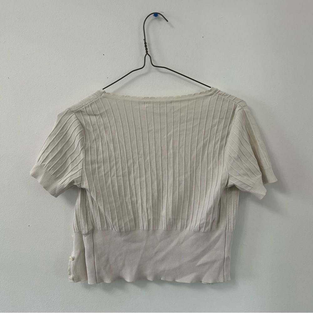 Cream Ribbed Cardigan - Picture 3 of 3